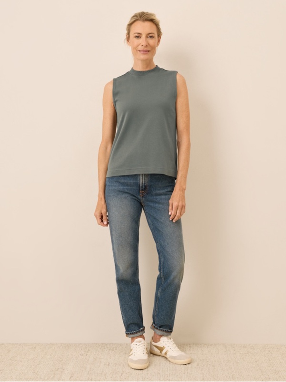 PACT Organic Cotton Muscle Tank | Size L | Sage Green Minimalist